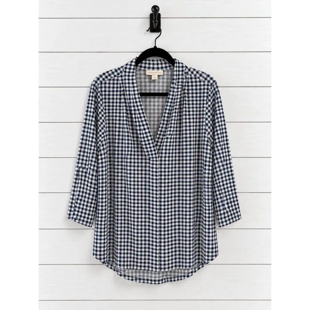 XL Charter Club Black & White Gingham Tunic Blouse
